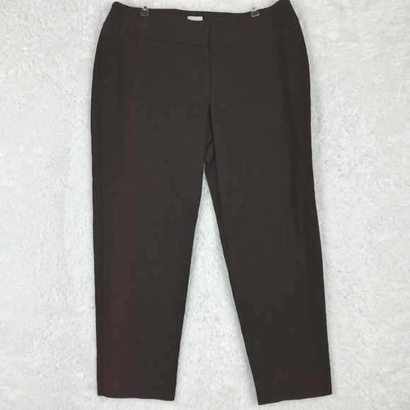 Chicos Womens Pants Trouser Tapered Brown Pocket 25 - Picture 1 of 12